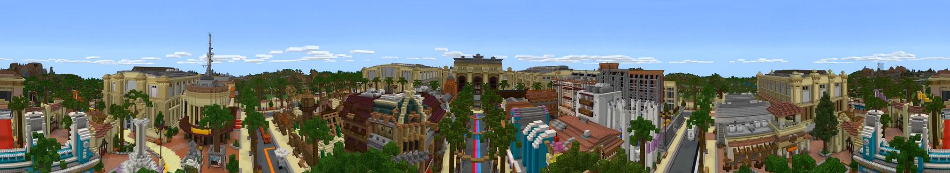 Panorama of the Minecraft Bedrock Marketplace product Mineville Film Studios created by InPvP.