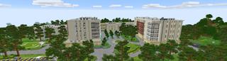 Panorama of the Minecraft Bedrock Marketplace product Mineville University Roleplay created by InPvP.