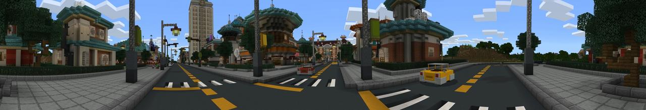 Panorama of the Minecraft Bedrock Marketplace product Monster City created by InPvP.