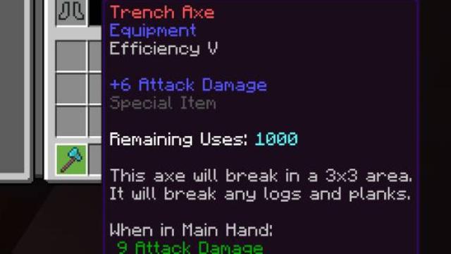 Screenshot of the Minecraft Bedrock Marketplace product Trench Axe created by InPvP.