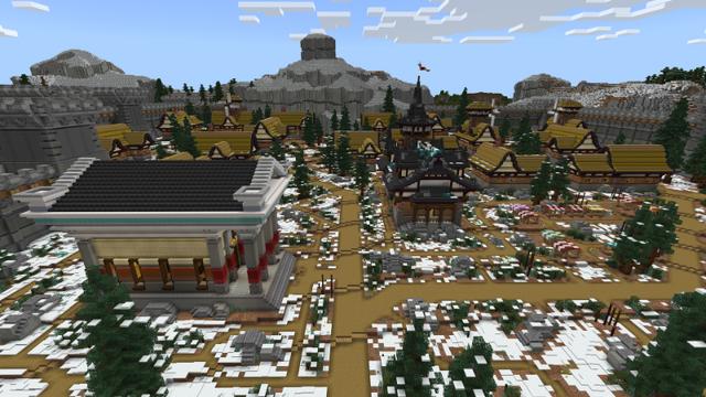 Screenshot of the Minecraft Bedrock Marketplace product Winter Town Defense created by Insane Logic.