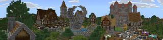 Panorama of the Minecraft Bedrock Marketplace product Azalea Swan Village created by JFCrafters.
