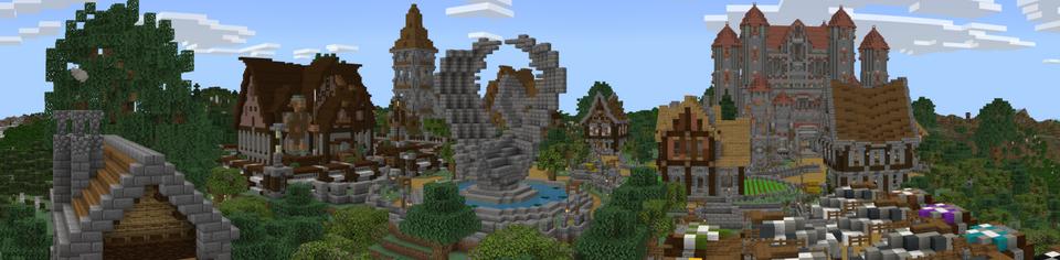 Panorama of the Minecraft Bedrock Marketplace product Azalea Swan Village created by JFCrafters.