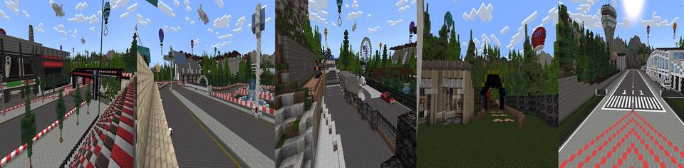 Panorama of the Minecraft Bedrock Marketplace product Racecraft Valley created by JFCrafters.