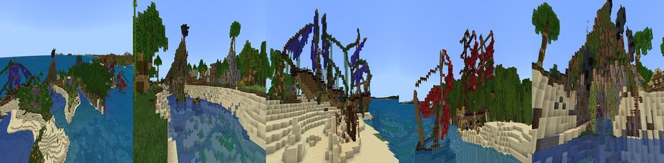 Panorama of the Minecraft Bedrock Marketplace product Shipwreck Bay created by JFCrafters.