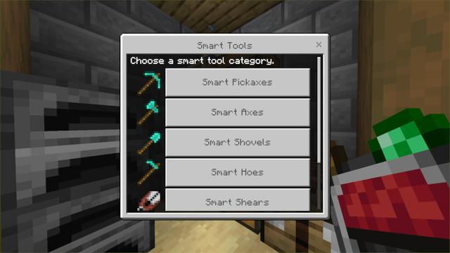 Screenshot of the Minecraft Bedrock Marketplace product Smart Tools Add-On created by JFCrafters.