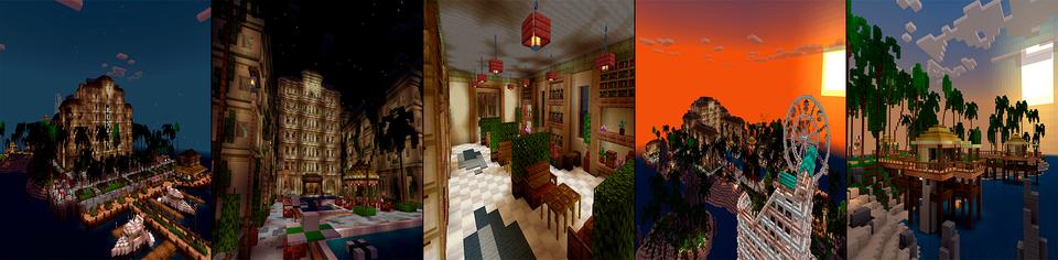 Panorama of the Minecraft Bedrock Marketplace product Vacation Getaway created by JFCrafters.