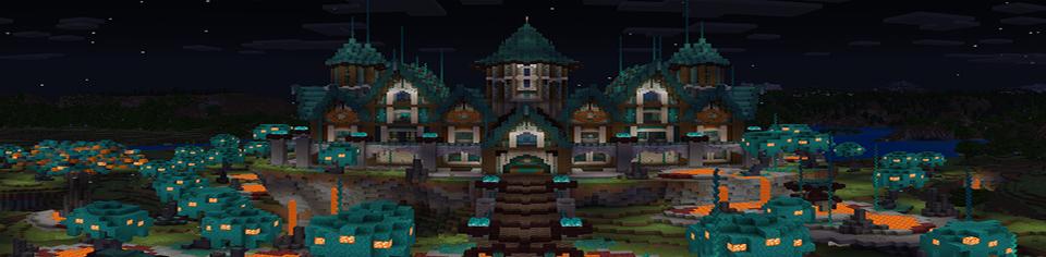 Panorama of the Minecraft Bedrock Marketplace product Warped Mansion created by JFCrafters.