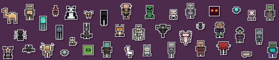 Panorama of the Minecraft Bedrock Marketplace product Papercraft Mob Stickers Add-On created by Jigarbov Productions.