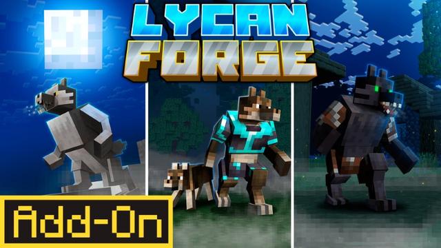 Thumbnail of the Minecraft Bedrock Marketplace product LycanForge Add-On created by JWolf Creations.