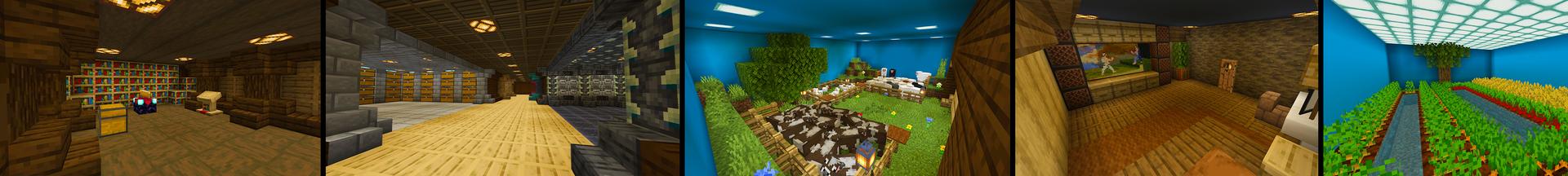 Panorama of the Minecraft Bedrock Marketplace product Bookshelf Bunker created by KA Studios.