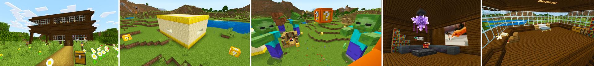 Panorama of the Minecraft Bedrock Marketplace product Lucky Blocks! created by KA Studios.