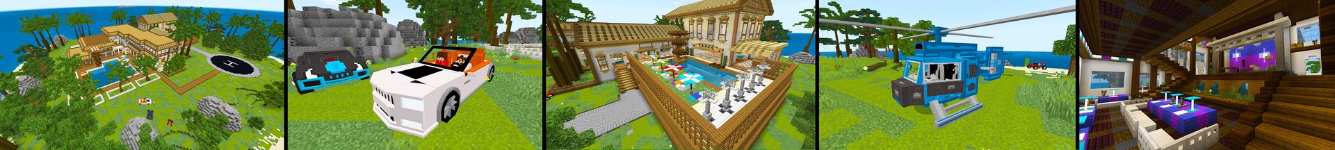 Panorama of the Minecraft Bedrock Marketplace product Millionaire Private Hideout! created by KA Studios.