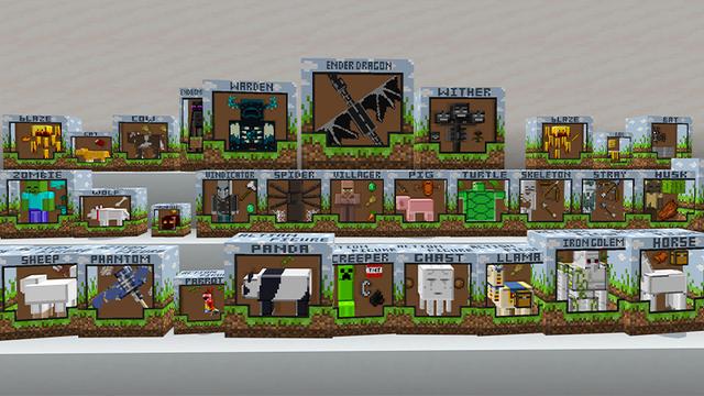 Screenshot of the Minecraft Bedrock Marketplace product Mob Action Figures Add-On created by KA Studios.