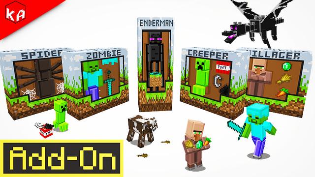 Thumbnail of the Minecraft Bedrock Marketplace product Mob Action Figures Add-On created by KA Studios.