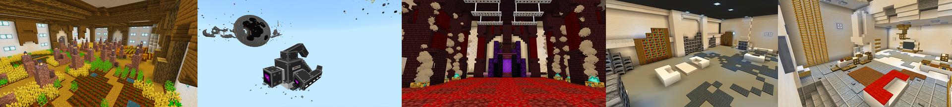 Panorama of the Minecraft Bedrock Marketplace product One Block Moon Bunker created by KA Studios.