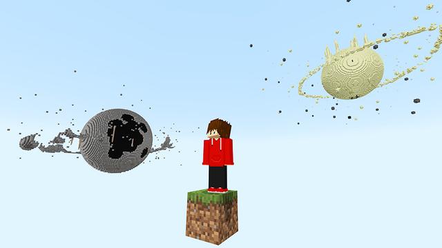 Screenshot of the Minecraft Bedrock Marketplace product One Block Moon Bunker created by KA Studios.