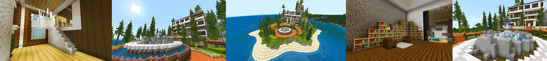 Panorama of the Minecraft Bedrock Marketplace product Rich Luxury Mansion created by KA Studios.