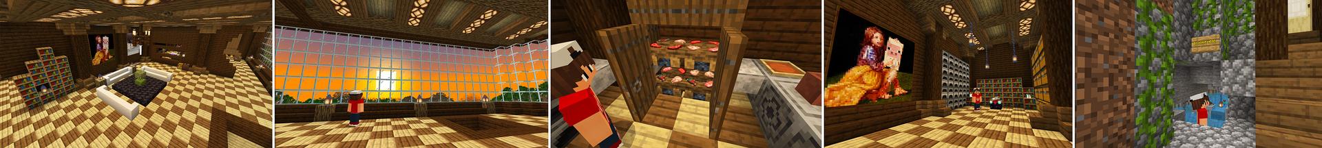 Panorama of the Minecraft Bedrock Marketplace product Survival Starter House! created by KA Studios.