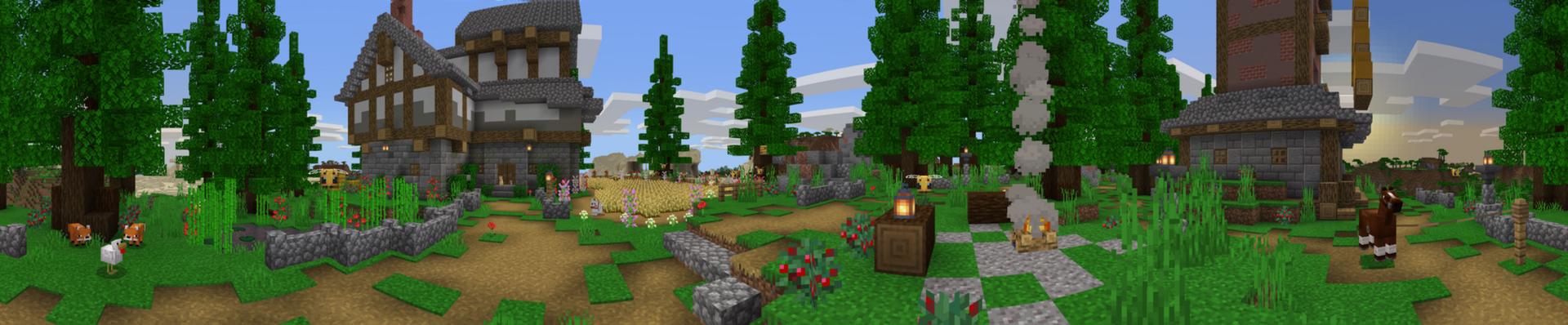 Panorama of the Minecraft Bedrock Marketplace product Heroes Mansion created by King Cube.