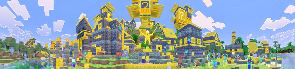 Panorama of the Minecraft Bedrock Marketplace product Lucky Block Loot Add-On created by King Cube.