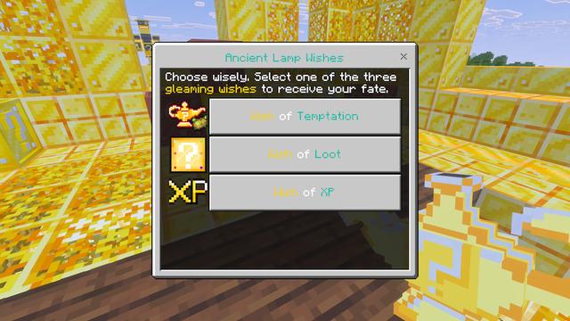 Screenshot of the Minecraft Bedrock Marketplace product Lucky Block Loot Add-On created by King Cube.