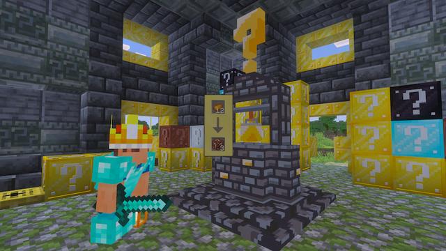 Screenshot of the Minecraft Bedrock Marketplace product Lucky Block Add-On created by King Cube.