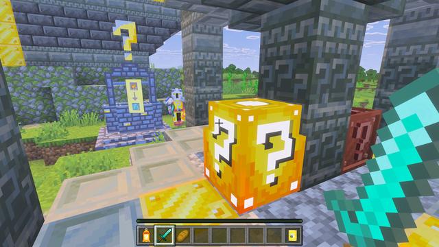Screenshot of the Minecraft Bedrock Marketplace product Lucky Block Add-On created by King Cube.