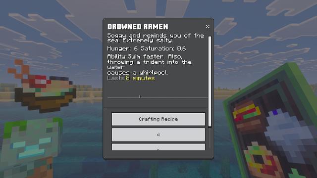 Screenshot of the Minecraft Bedrock Marketplace product Mob Food created by King Cube.
