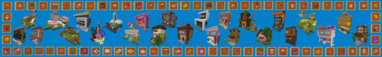Panorama of the Minecraft Bedrock Marketplace product Cute Shops created by KiwiStars.