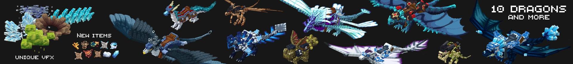 Panorama of the Minecraft Bedrock Marketplace product Dragons Expansion Add-On created by Kora Studios.