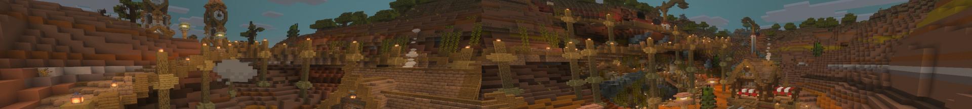 Panorama of the Minecraft Bedrock Marketplace product Mining Town created by Kora Studios.