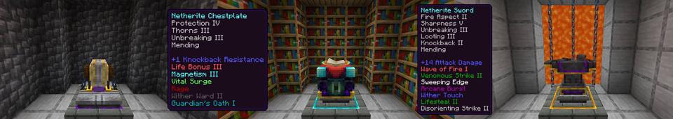Panorama of the Minecraft Bedrock Marketplace product More Enchants created by Kora Studios.