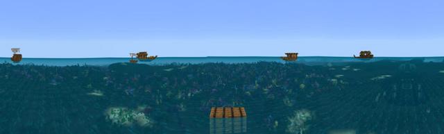 Panorama of the Minecraft Bedrock Marketplace product Raft Survival created by Kora Studios.