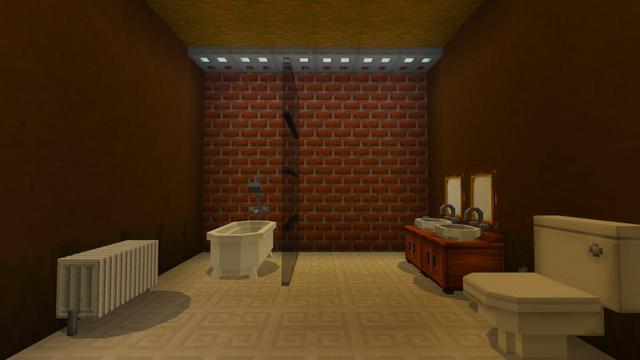 Screenshot of the Minecraft Bedrock Marketplace product Bathroom Furniture created by Kreatik Studios.