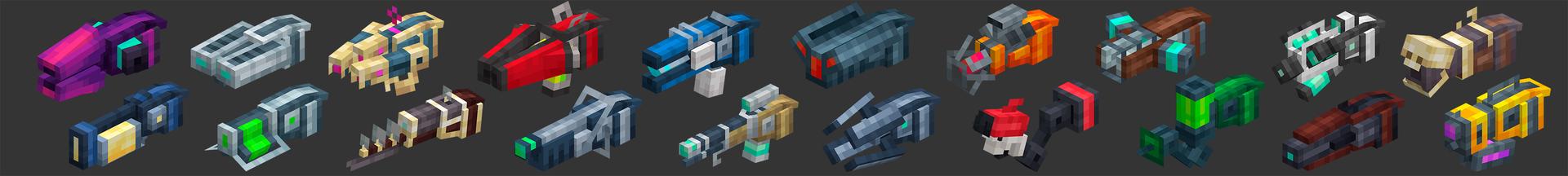 Panorama of the Minecraft Bedrock Marketplace product BLASTERS created by Kreatik Studios.