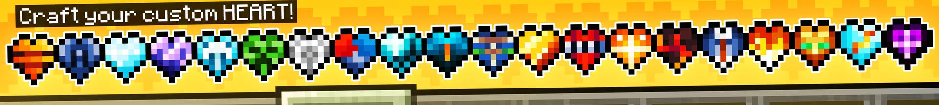 Panorama of the Minecraft Bedrock Marketplace product Custom Hearts Add-On created by Kreatik Studios.
