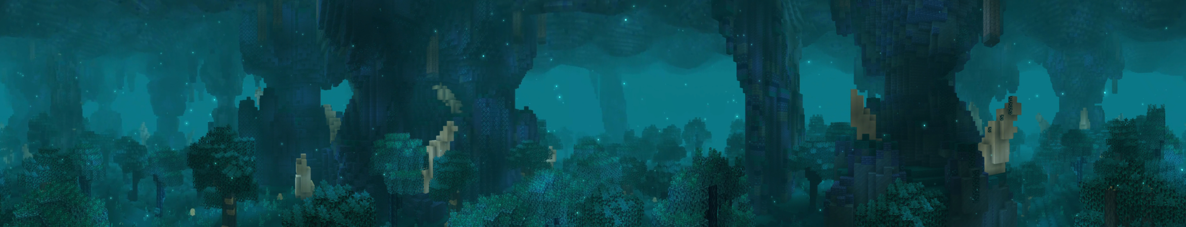 Panorama of the Minecraft Bedrock Marketplace product Add-On „Deep Dark Dimension“ created by Kreatik Studios.