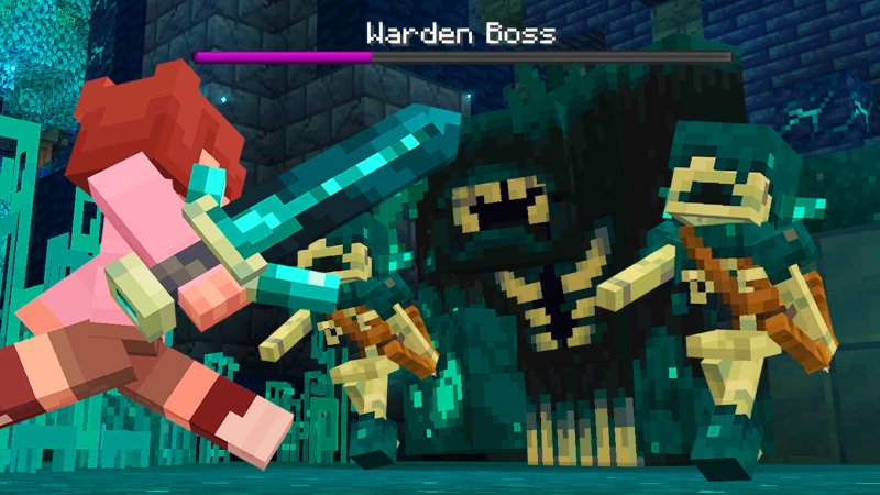 Screenshot of the Minecraft Bedrock Marketplace product Add-On „Deep Dark Dimension“ created by Kreatik Studios.