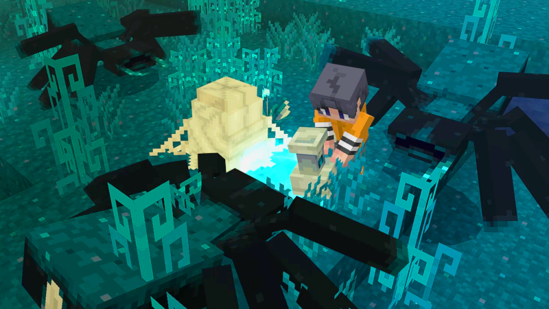 Screenshot of the Minecraft Bedrock Marketplace product Add-On „Deep Dark Dimension“ created by Kreatik Studios.