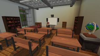 Screenshot of the Minecraft Bedrock Marketplace product Furniture: Modern School created by Kreatik Studios.