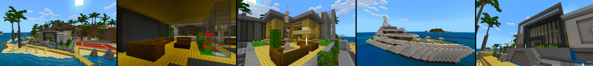 Panorama of the Minecraft Bedrock Marketplace product Island Mansion created by Kreatik Studios.