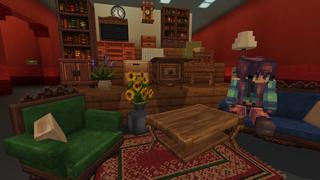 Screenshot of the Minecraft Bedrock Marketplace product Living Room Furniture created by Kreatik Studios.