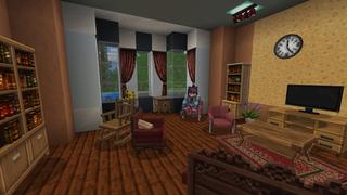 Screenshot of the Minecraft Bedrock Marketplace product Living Room Furniture created by Kreatik Studios.