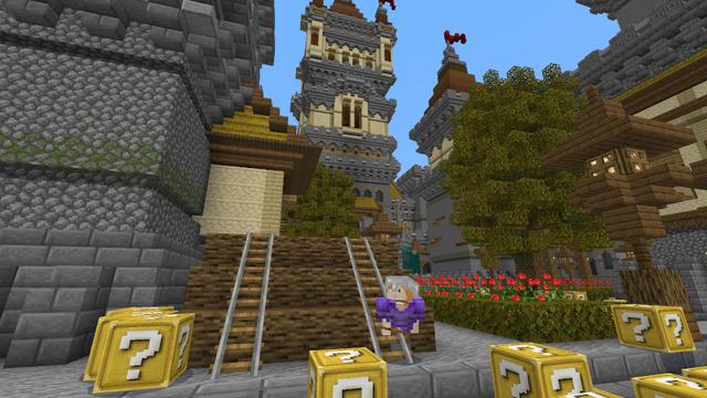 Screenshot of the Minecraft Bedrock Marketplace product Lucky Block Skyblock Castle created by Kreatik Studios.