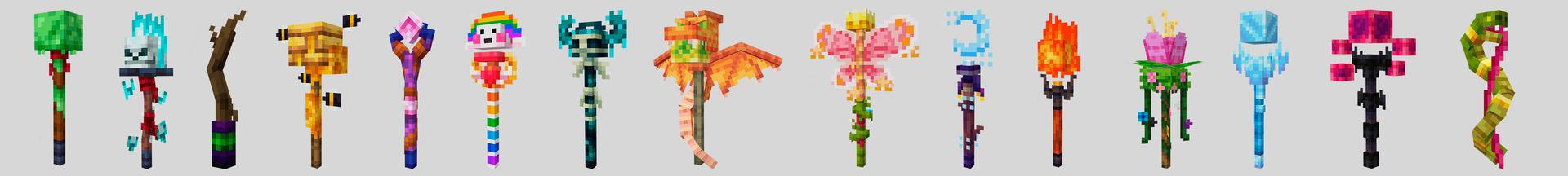 Panorama of the Minecraft Bedrock Marketplace product MAGIC WEAPONS + ARMORS created by Kreatik Studios.