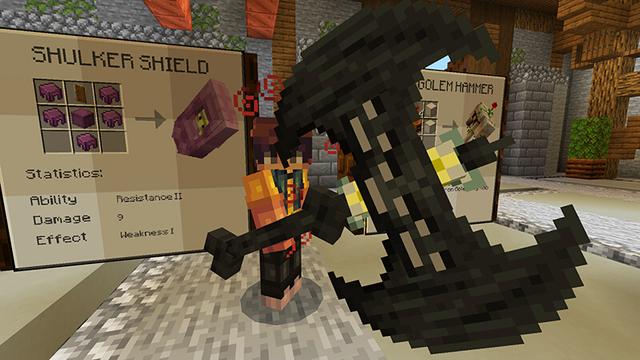 Screenshot of the Minecraft Bedrock Marketplace product MOB WEAPONS CRAFTABLE created by Kreatik Studios.
