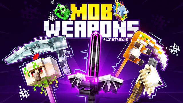 Thumbnail of the Minecraft Bedrock Marketplace product MOB WEAPONS CRAFTABLE created by Kreatik Studios.