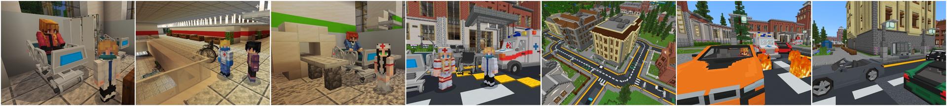 Panorama of the Minecraft Bedrock Marketplace product Modern Hospital Life created by Kreatik Studios.