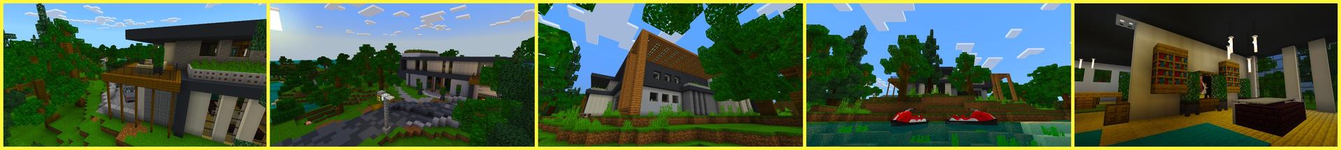 Panorama of the Minecraft Bedrock Marketplace product Modern House 6 created by Kreatik Studios.